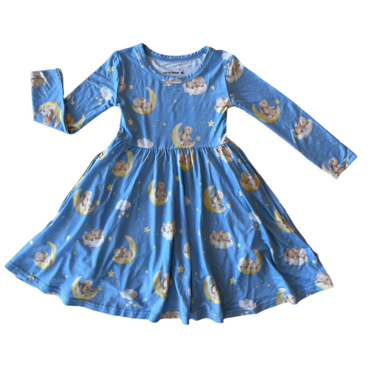 Sleeping Bunny Twirl Dress with Pockets